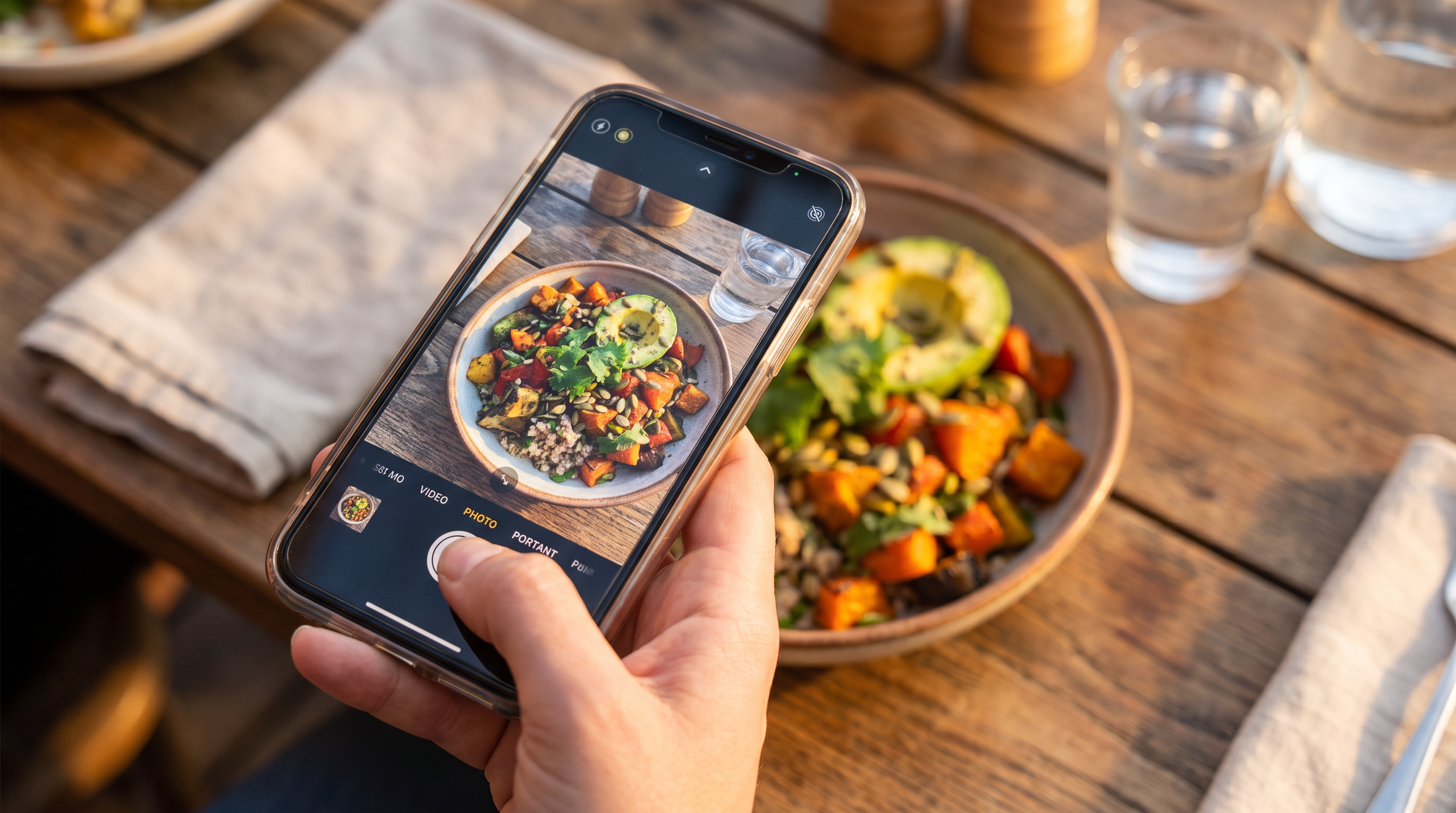 Person taking a photo of their meal with Fed AI